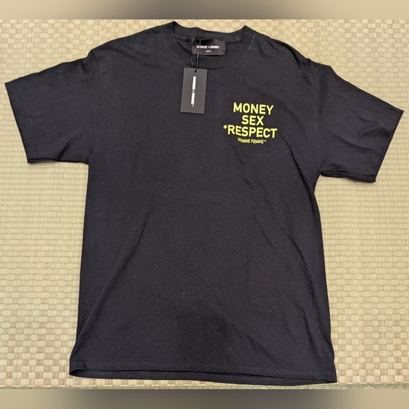 NWT Homme + Femme Money Sex Respect T-shirt Unisex Size Medium